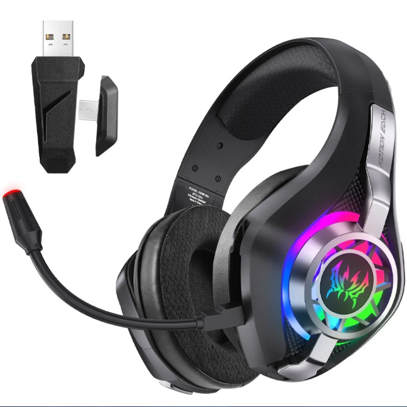 Gaming Headset With Mic Rgb - Headset Gaming Nirkabel GS400 Ultra 2.4GHz