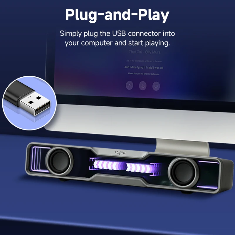 Speaker Komputer Edifier QS30, - Rgb Computer Soundbar For Pc ulasan dan harga